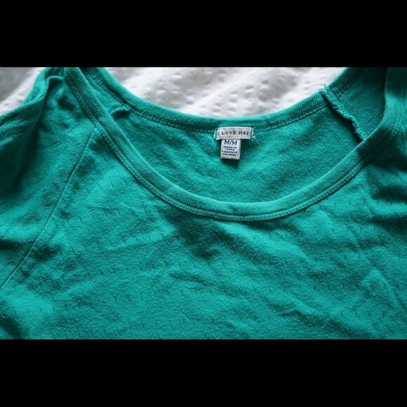 Forever 21 Kelly Green Raglan Half Sleeve Perforated Scoop Sweater Top Size M - Picture 5 of 5